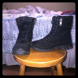 Suede Combat Boots